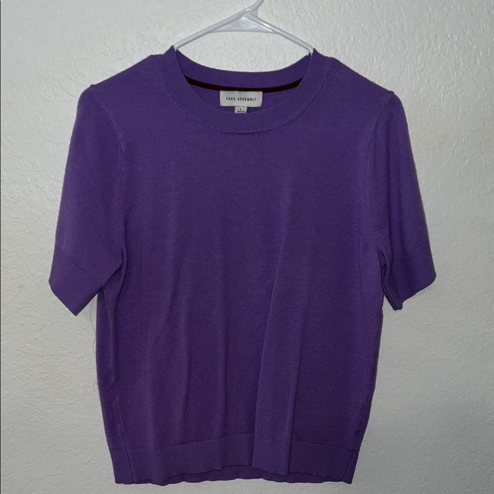 Purple Crew Neck Short Sleeve Sweater